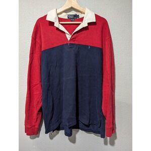 VTG‎ 90s Polo Ralph Lauren Men's Large Color Block Long Sleeve Polo Shirt